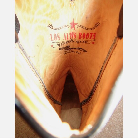 Los Altos 3X-Toe Genuine Eel Skin Black Leather Western Cowboy Boot